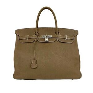 HERMES Birkin 40 Togo Leather Genuine Handbag Tote Bag Greige Etoupe 614-5